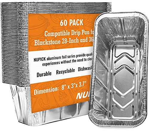 NUPICK 60-Pack Blackstone Griddle Accessories, 5017 Grease Cup Liner for Blackstone 17/22/30/28/36 Griddle, Drip Pan Grease Catcher Cup Liner, Disposable Aluminum Foil Drip Pan Liner