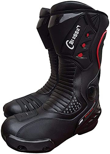 BI ESSE - Stiefel Motorradstiefel Modell Sport Rennstrecke Leder Professionelle Atmungsaktiv Schwarz Rot