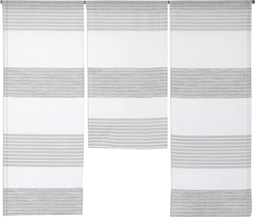 Experience by Omega 3er Set Miniflächen 4er Set Scheibengardine Küchengardine Tunnelzug Bistrogardine Größe 3 x 30 x 80/60/80 cm, Farbe 4014 09 - Weiß/Grau