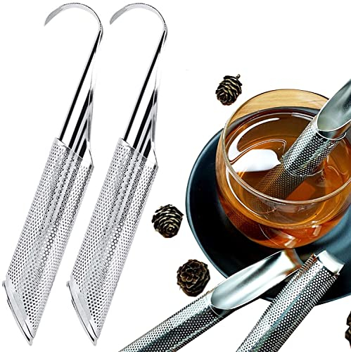 2 Pezzi Diffusore da Tè in Acciaio Inossidabile, Colino per Bastoncini da Tè, Diffusore da Tè per Tè Sfuso, Filtro da Tè a Manico Lungo con Gancio, Maglia Fine per Tè, Rosa, Caffè, Spezie