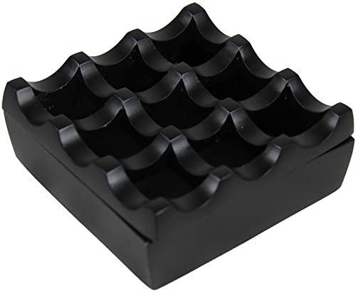 Cenicero hecho de metal de aluminio, bandeja de cenizas antihumo resistente al viento para terraza exterior, cigarros, cigarrillos, 9 rejillas/agujeros, hecho a mano a prueba de viento (negro)