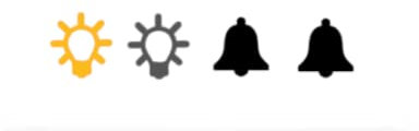 Generisch 2 Stück Licht Symbol und 2 Stück Glocken/Klingel Symbol Aufkleber im Set, Silhouette Aufkleber, (246/7/9/1) (dunkelgelb Glanz, 2 x 2 cm)
