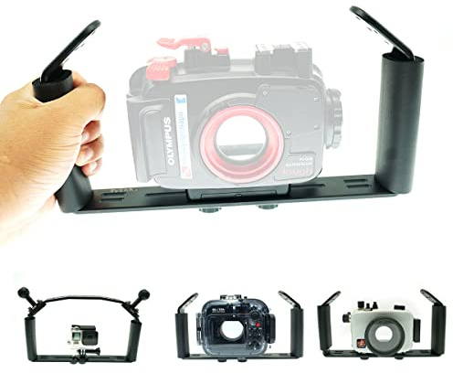 nitescuba Unterwasserkamera Käfig Cage Griff Halterung Aluminiumlegierung, Dual-Handgriff Video Rig für GoPro Hero Unterwasserkameragehäuse – Stabilisatorablage 3/8, kompatibel mit SmallRig Zubehör
