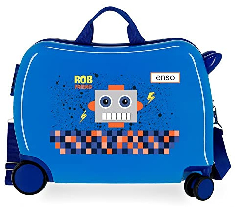 Enso Rob Friend Kinderkoffer, Blau, 50 x 38 x 20 cm, starr, ABS-Kombinationsverschluss, 34 l, 1,8 kg, 4 Räder, Handgepäck
