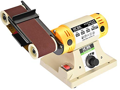 Jieotwice Mini Levigatrice a Nastro Levigatrice a Nastro da Tavolo Levigatrice a Nastro Affilacoltelli Elettrica Fai da te 220V 850W 800-11000RPM