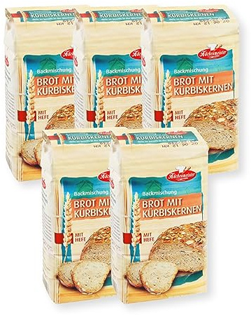 BIELMEIER KÜCHENMEISTER Brotbackmischung Kürbiskernbrot 5 x 500 g I Brotbackmischungen für Brotbackautomat & Ofen I Brot mit Backmischung ganz einfach