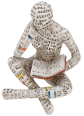 Cyrank Figura de Mujer de Lectura de Resina, Innovadora Señora Lectura Pulpa Moldeo Estantería Adornos, Figura Pintada a Mano Esculpida, Escultura de Arte Abstracto Moderno para decoración(GRAMO)