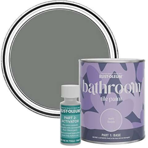 Rust-Oleum wasserfeste grau Fliesenfarbe für Badezimmer in Matt Finish - Fackelgrau 750ML