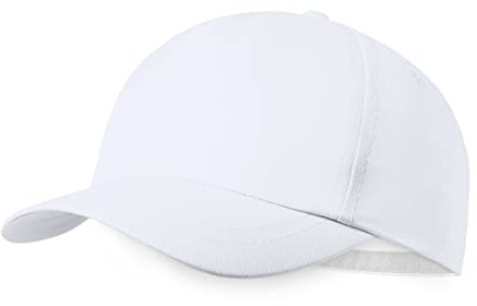 Gorra de niño de 5 Paneles Fabricada en Resistente poliéster RPET, de Suave Acabado y Cierre Ajustable. con Orificios de ventilación Bordados (Blanco)