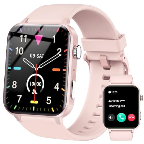 IOWODO Montre Connectée Femme Homme, Montre Appel, Appels Numérotation, 100 Modes de Sport, Écran 1.85 Pouce, Assistant Vocal, Bluetooth 5.0, pour Android/iOS (Rose)