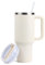 XTKS Tumbler with Handle and Straw,2 in 1 Covers Cup Travel Mug,40oz Stainless Steel Vacuum Insulated Bottle for Hot&Ice Drink-White