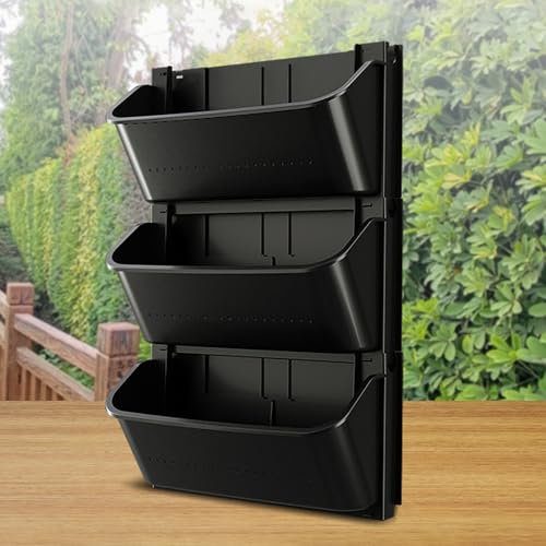 Macetero de Pared, macetero de Pared apilable, macetero Colgante de riego automático para jardín, macetero de jardín Vertical, para Hierbas de Interior, Verduras y Frutas,Negro