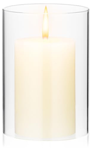 RORPOIR Glaskerzenhalter Aus Klarglas Glaszylinder Ohne Boden Für Kerzen Windschutz Für Offene Flamme Transparente Kerzenabdeckung Für Tischzentrum Wohnraumdekoration Und Romantische Atmosphäre