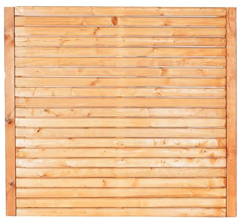 Sichtschutzzaun- Set Rhombus Kiefer Farbton Pinie 6 Zaunfelder inkl. Pfosten und Zaunhalter Garten Holz