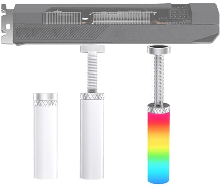 YOUNLEN GPU-grafikkortshållare, GPU ARGB, teleskopstativstång, aluminiumlegering, vit ljuseffekt (80 mm-130 mm)