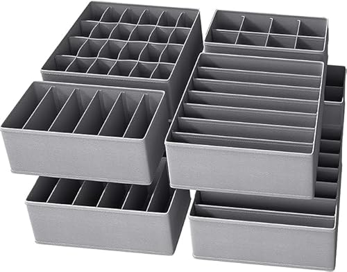 Bazasa 8er Grau Shubladen Organizer Odnungssystem für Kleidershrank Schublade Organizer Schrank Aufbewahrung Box Faltbare Schubladentrenner für Unterwäsche BHS Socken Krawatten Wickelbedarf
