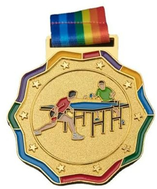 XJHCY Goldmedaille mit Band, Goldgewinner, Belohnungsabzeichen, Outdoor-Wettbewerbe, Preise, Goldpreise, Kinder-Medaille, Tischtennis-Medaille