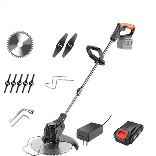 FfiMe Désherbant électrique, désherbeur électrique sans Fil avec Lames, Outil de Coupe-Herbe de Jardin avec Lames, avec Lames et 1 Paquet de Batterie de 15 000 mAh pour Le Nettoyage du Jardin Black