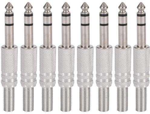 Greluma 8 pz spina stereo TRS audio da 6,35mm, connettore jack saldato maschio da 1/4 con serracavo a molla per cavi microfonici per chitarra con altoparlante