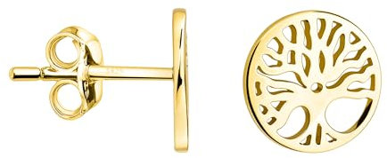 SOFIA MILANI - Pendientes para Mujeres en Plata de Ley 925 - Chapados en Oro - Pendiente de Botón de Árbol de la Vida - E2588