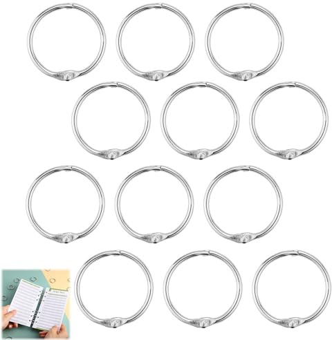 12 Stück Buchringe, Binderinge, Buchbinderinge, Karteikarten Ringe, Metall Ringe, Ringbuch Ringe, Metallringe, Für Scrapbook, Memo, Ablage Schlüsselanhänger, Bürobedarf (50mm)