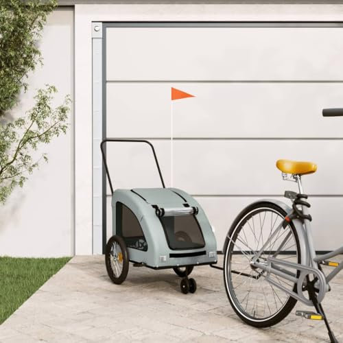 Somanki Fahrradanhänger Hunde Grau Oxford-Gewebe und Eisen, Fahrrad Anhänger, Lastenanhänger, Handwagen, Fahrrad-lastenanhänger, Lastenfahrrad - 93986