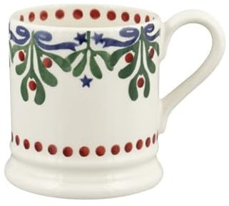 Emma Bridgewater Large Mug 1/2 Pint, Ceramic Coffee Cup Large -Cappuccino, Latte, Coffee, Tea Cup - Beautiful Mugs,Festive Season, Birthday, Christmas - Coffee Mug Mistletoe
