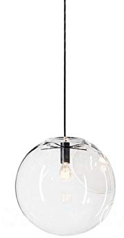 MQDLJSE Lámpara Colgante de Bola de Cristal Transparente con Burbujas Creativa, Moderna y Sencilla, con un Solo Cabezal, Soporte de lámpara Negro para Restaurante, Pasillo, balcón, Estudio