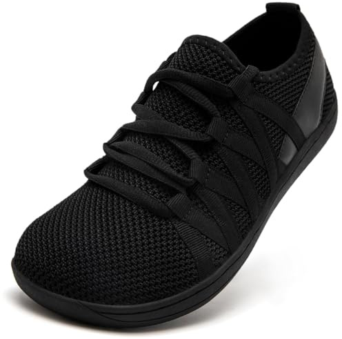 VLHGCG Zapatillas Barefoot Mujer Zapatos Descalzos Minimalistas Sneakers Barefoot Shoes para Trail Running Correr Caminar Gimnasio Senderismo,Negro,EU36