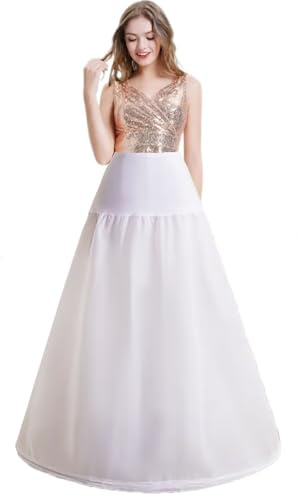 Enagua para Mujer, Aro A Línea Enaguas Enteras Crinolina, A-Line Petticoat Skirt Underskirt Falda Vestido Cancan cancán, Largo Miriñaque enagua Accesorios de la Boda Vestido Novia enaguas(Blanco,38)