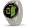 Garmin Approach® S50 Advanced Golf GPS-Smartwatch, AMOLED-Display, On-Course-Funktionen, Herzfrequenz am Handgelenk, cremegoldene Aluminium-Lünette mit elfenbeinfarbenem ComfortFit-Nylonband