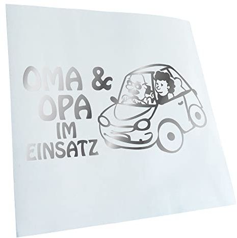 Kiwistar - Autoaufkleber - Chrom - 20x10cm Oma und Opa im Einsatz Kinder Boy Girl Aufkleber für Auto, Laptop, Fahrrad, LKW, Motorrad mehrfarbig JDM Decal Racing