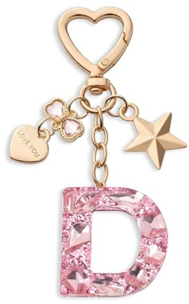 CHUQING Schlüsselanhänger Buchstabe Mädchen Keychain Glitzer Rosa D