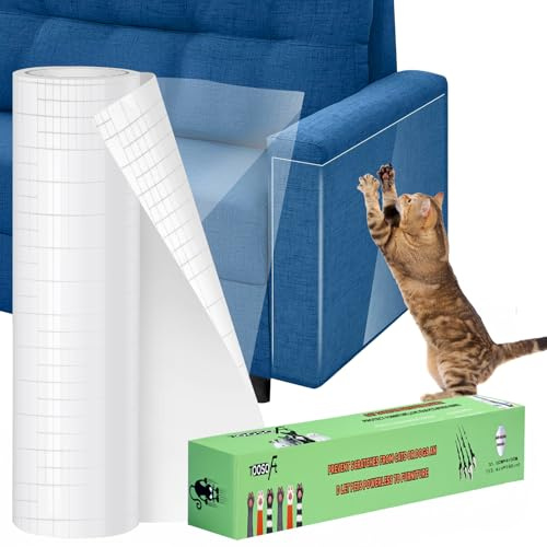 Protezione Divano Graffi Gatto Trasparente (31.5CMx4.1M): TOOSOFt PVC Antigraffio Gatto Divano Autoadesive Pellicola - Protezione Porte Graffi Cane - Pellicola Antigraffio porta cane per mobili, Letti