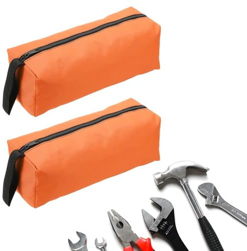 QUARKZMAN Reißverschluss-Werkzeugtasche 30x10x10cm Orange 2 Stück | Mehrzweck-Oxford-Stoff Tragetasche Kleine Organizer-Taschen für die Aufbewahrung Verschiedener Elektrikerwerkzeuge