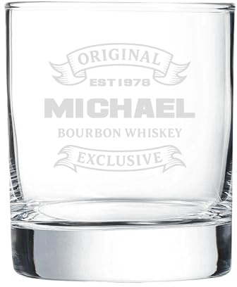 Personalisiertes Whiskyglas mit Gravur – Edles Ornament-Design mit Wunschname – Geschenkidee für Männer & Frauen – Whisky Geschenk zum Geburtstag, Jahrestag oder Vatertag