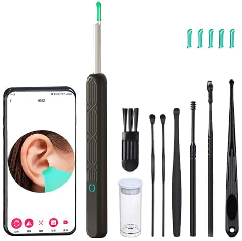 1080P HD WiFi Ohrenschmalz Entferner Otoskop 8-teilig Set, IPX5 wasserdicht, 3.6mm Linse mit 6 LEDs, Ohrreiniger mit Kamera für Erwachsene，Kinder, kompatibel mit iPhone, iPad & Android Smartphones