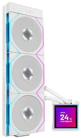 Lian Li Hydroshift II LCD-S 360TL ARGB Liquid CPU Cooler - 360mm AIO - 3.4 IPS LCD Square Screen - Daisy-Chain - Low-Noise - Intel LGA 1851/1700, AMD AM5/AM4-3X TL120 ARGB Fan - White (HS2LCDS36TW)