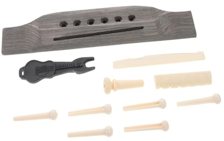 Mikinona Gitarren Stegset Akustikgitarre Massivholz mit Saitenhaltern und Sattel Stegabzieher für Reparatur und Wartung