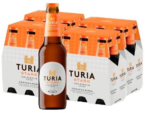 TURIA – Cerveza Rubia Stark 25cl | 4 packs de 6 botellines | Diseño Exclusivo y Sabor Equilibrado | Inspiración Valenciana Artesanal