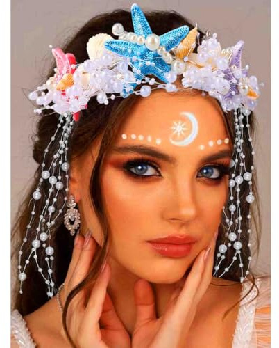 Fashband Boho Seestern Braut Hochzeit Kronen Stirnband Meerjungfrau Muschel Braut Stirnbänder Perle Strand Hochzeit Kopfbedeckung für Frauen