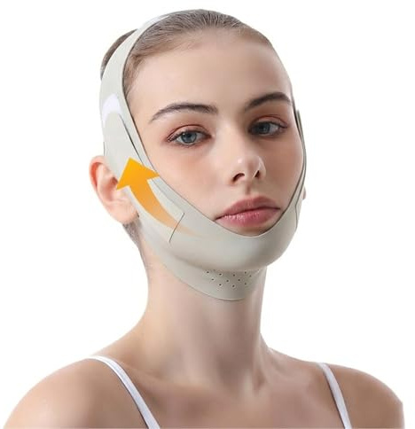 KINDLUME Reductor de Papada, Mentonera Postquirurgica, Jawliner de Graphen, Banda Facial de Levantamiento, Cinturón Facial Ajustable, Transpirable, para Todo Tipo de Rostro, Morado