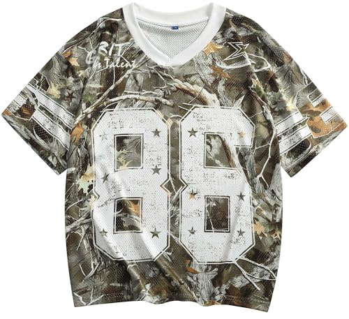 Zaitun Men's Jersey Y2k Graphic Fashion T-Shirts Oversized V Neck Tshirt Casual Short Sleeve Tee Summer Tops for Daily Wear Camouflage
