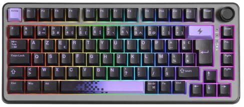 YUNZII B75 Pro FR AZERTY Clavier Gamer sans Fil (Noir, Milk V2 Switch) | Français Disposition 75% , Bluetooth 5.0 / 2,4 / USB-C Filaire, RGB, Hotswap, Structure Gasket, Touches PBT