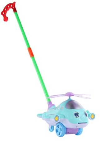 Gralara Push Along Walking Toys Kinder Schiebe Tier Balancespielzeug mit Anpassbarem Griff Und Aus PP für Motorische Förderung Drinnen Draußen, Blau