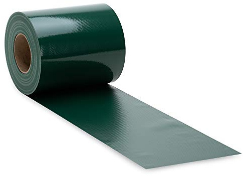 Lámina de protección transparente Noor de PVC para diferentes vallas de jardín, valla de malla de doble poste, valla metálica, valla de rejilla | verde | con 25 rieles de apriete Rollo de 19 cm x 35 m para aprox. 7 m²