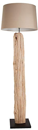 invicta INTERIOR Design Stehlampe ROUSILIQUE 177cm beige Treibholz Leinenschirm handmade