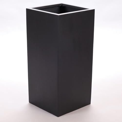Pflanzkübel, Blumenkübel Fiberglas säule 30x30x90cm elegant schwarz matt.