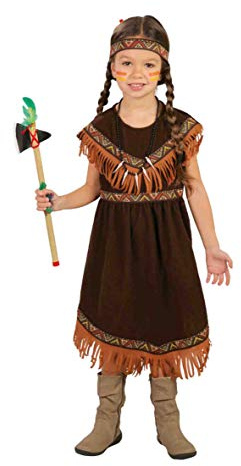 Guirca - Pellerossa/indisk tjejdräkt, färg brun, 10–12 år (142–148 cm), 8272