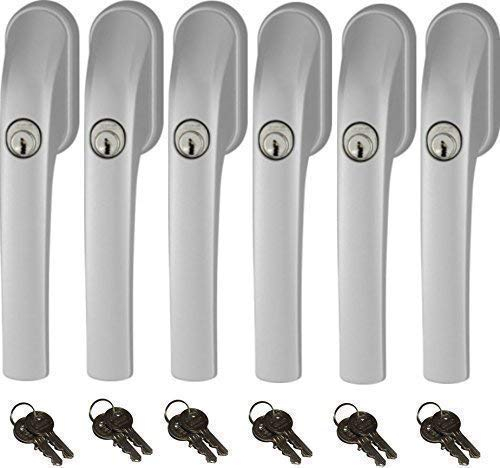 Abus FG300 abschließbarer Fenstergriff, Silber, im Set 6 Stück alle gleichschließend mit insgesamt 12 Schlüssel